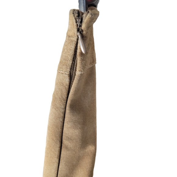 Vintage For Joseph Tan Suede Leather Lined Mid Rise Top Stitching Pants Size 27 - Picture 3 of 6